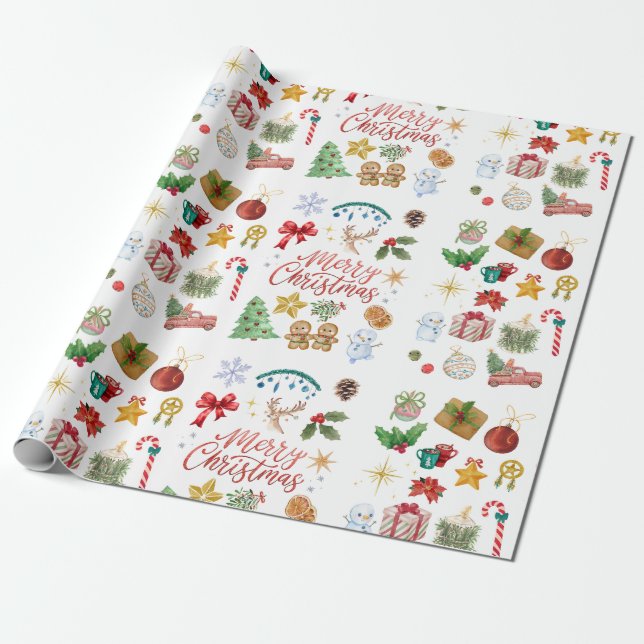 Magische Weihnachtsgeschenke | Illustration Geschenkpapier (Ungerollt)