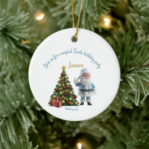 Magische Weihnachtsmann-Geburtstagseinladung  Keramik Ornament