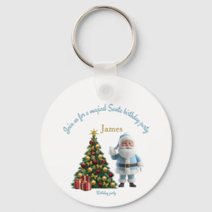 Magische Weihnachtsmann-Geburtstagseinladung  Schlüsselanhänger