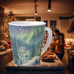 Magische Weihnachtsnacht im Wald unter Sternen Milchtasse