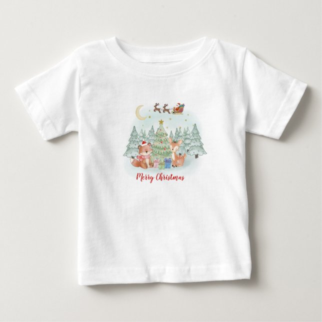 Magische Weihnachtsnacht im Winterwald Baby T-shirt (Vorderseite)