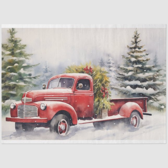 Magische Weihnachtsreise: Vintager LKW Seidenpapier (Vorderseite)