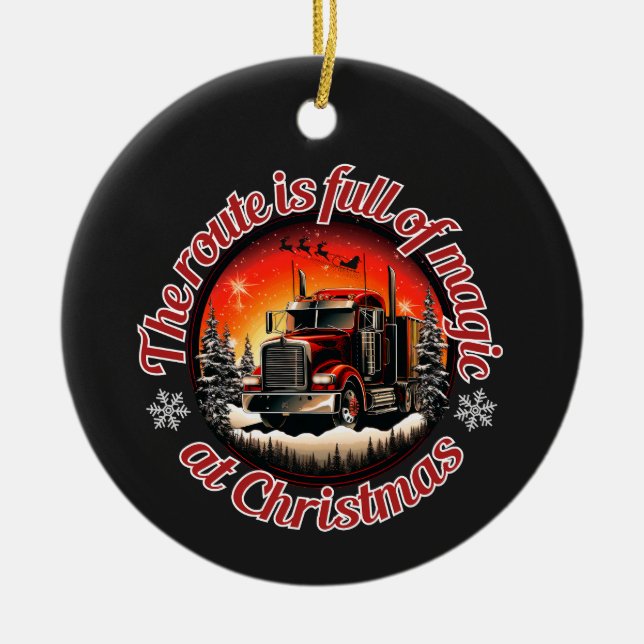 Magische Weihnachtsroute für Lkw Keramik Ornament (Vorne)