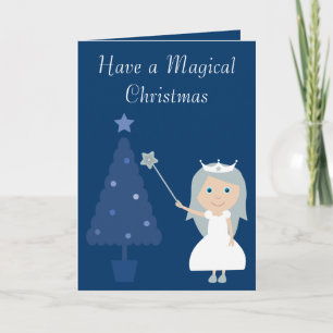 Magische Weihnachtszucht Prinzessin & Tree Blue Ca Feiertagskarte