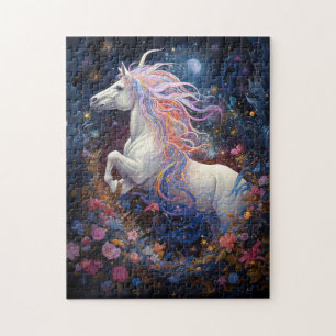 Magische Weiße Pferde Fantasie Kunst Puzzle