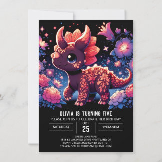 Magische Whimsical Dinosaur Digital Geburtstag Einladung