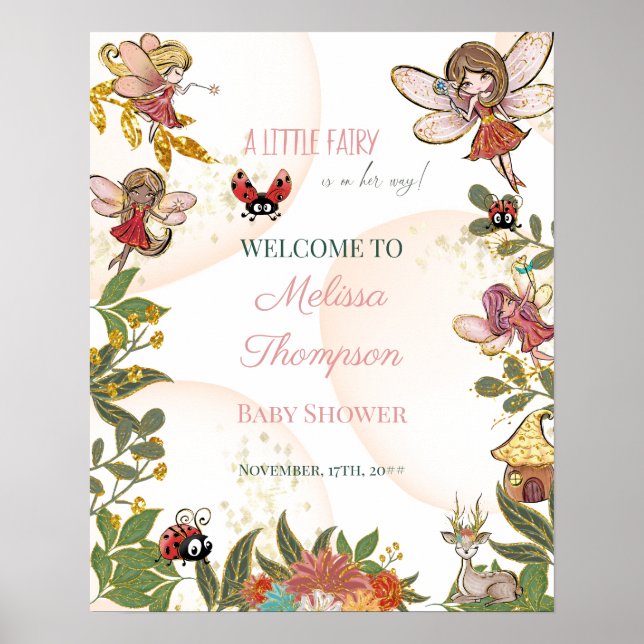 Magische Whimsikale verzauberte Wald Fairy & Ladyb Poster (Vorne)