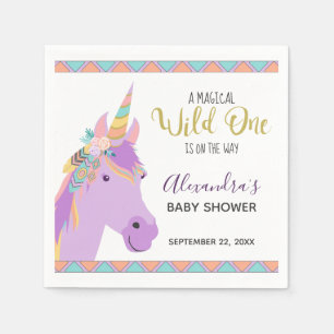 Magische Wild One Niedliche Lila Unicorn Kinderdus Serviette