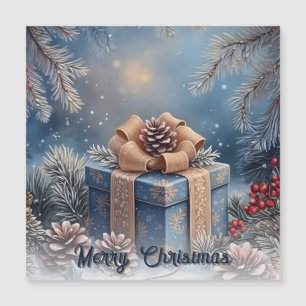 Magische Winter-Weihnachtsgeschenk-Szene Magnetkarte