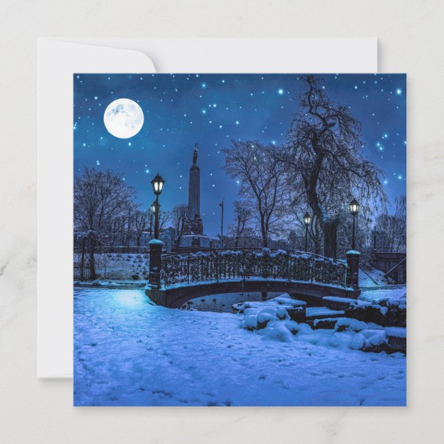 Magische Winternacht mit Sternenhimmel und Vollmon (Vorderseite)