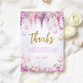 Magische Wisteria Gold Butterfly Kindergeburtstag Dankeskarte