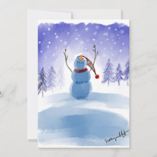 Magische Wonderland Winter Snowman Szene Feiertagskarte