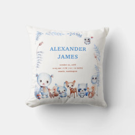 Magische Woodland Tiere Birth Stats Boy Baby Kissen