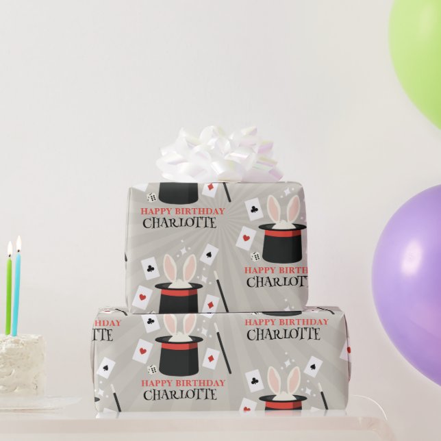 Magische Zauberkinder zeigen Geburtsname Geschenkpapier (Partygeschenke)