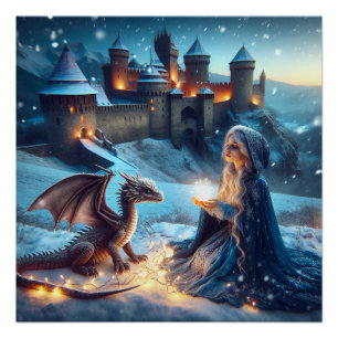 Magische Zauberkunst Dragon Fantasy Art Poster
