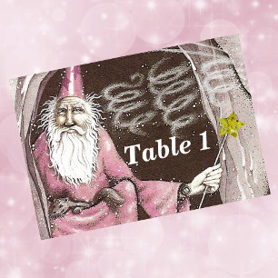 Magischer Alter Zauberer Elf Magic Wand Star Tischnummer