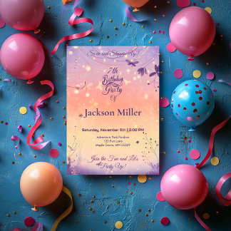 Magischer Ballon Geburtstag mit Adorable Puppy Einladung