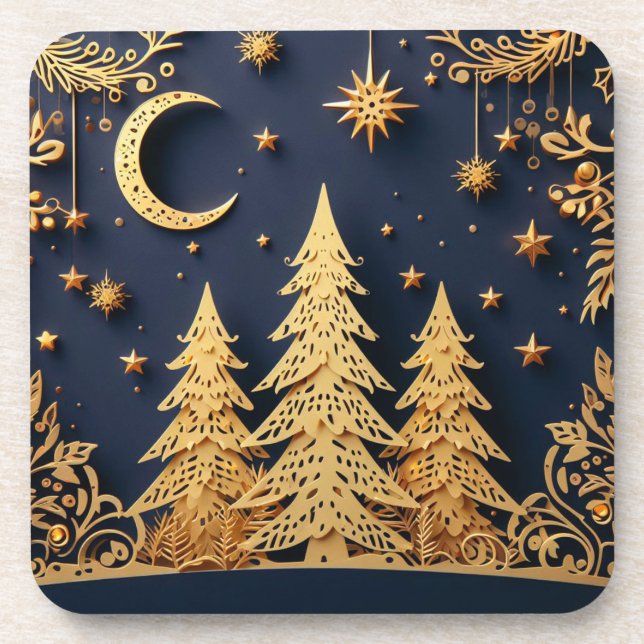 Magischer Baum Szene – Weihnachtsglanz Getränkeuntersetzer (Vorderseite)