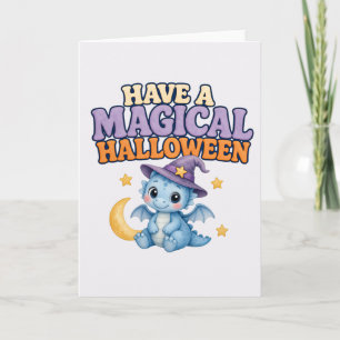 Magischer blauer Baby-Drache Halloween Karte