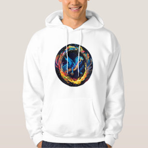 Magischer blauer Drache, umgeben von mystischen Fl Hoodie