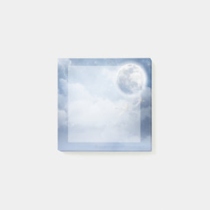 Magischer blauer Himmel mit flatternden Schwänen Post-it Klebezettel