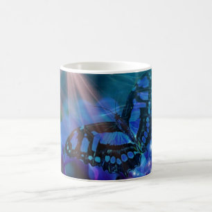 Magischer blauer Schmetterling Kaffeetasse