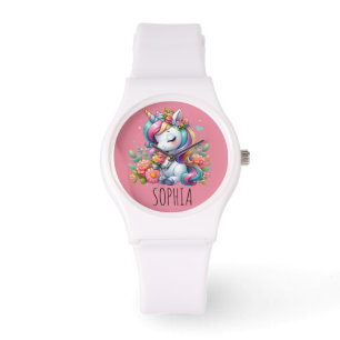Magischer Blumen Einhorn Trendiger Name Mädchen Ge Armbanduhr