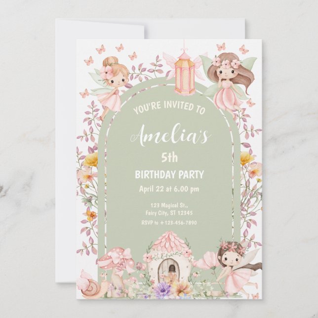 Magischer Boho-Feen-Garten-Wildblume Einladung (Vorderseite)