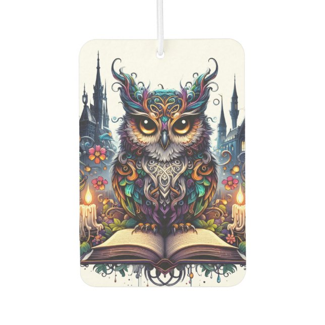 Magischer Bücher-Owl  Autolufterfrischer (Vorderseite)
