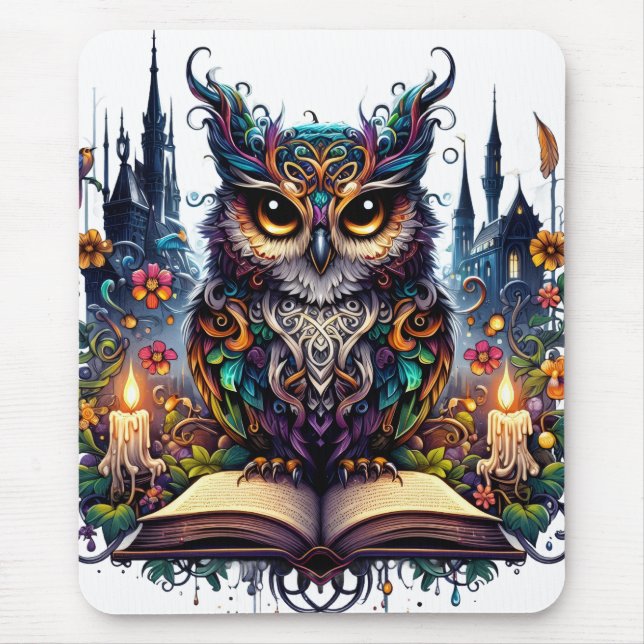 Magischer Bücher-Owl Mousepad (Vorne)