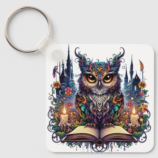 Magischer Bücher-Owl Schlüsselanhänger (Vorderseite)