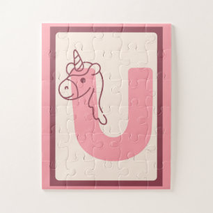 🦄Magischer Buchstabe "U" Einhorn Alphabet Kunstpr Puzzle