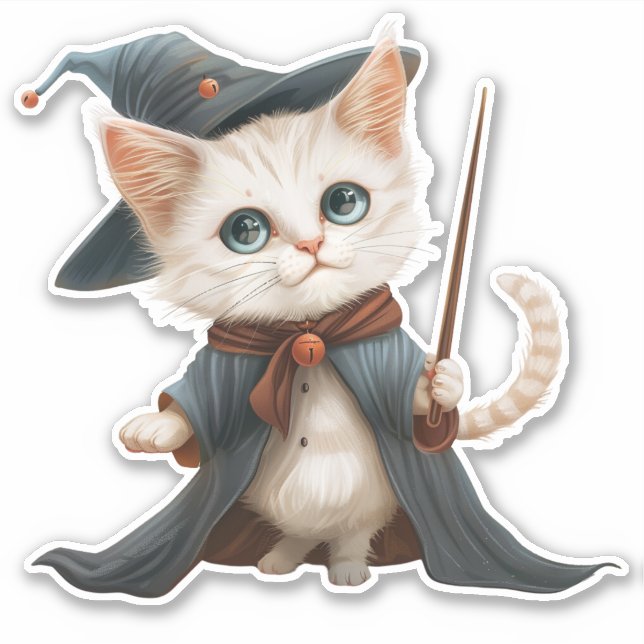 Magischer Cat Wizard/Hexenaufkleber Aufkleber (Vorderseite)