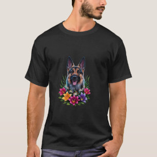 Magischer Deutscher Schäferhund mit Lilien T-Shirt