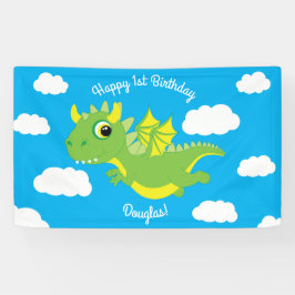 Magischer Drache Niedlich 1. Geburtstag Party Deko Banner
