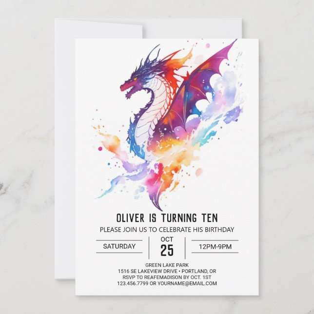 Magischer Drache Tale Birthday Einladung (Vorderseite)