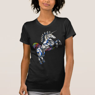 Magischer Einhorn-Roboter-Fantasie-Regenbogen T-Shirt