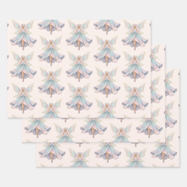 Magischer Engel Feen Pastellfarben Muster Geschenkpapier Set (Set)