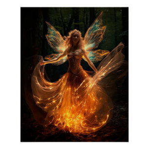Magischer Fairy Angel mit Flügeln in Forest Pixie Poster