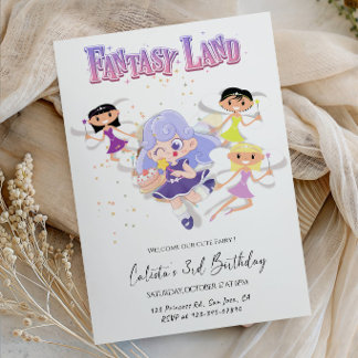 Magischer Fantasy-Land-Geburtstagsfeier für kleine Einladung