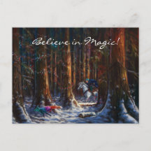Magischer Fantasy-Winterwald und Magischer Fuchs