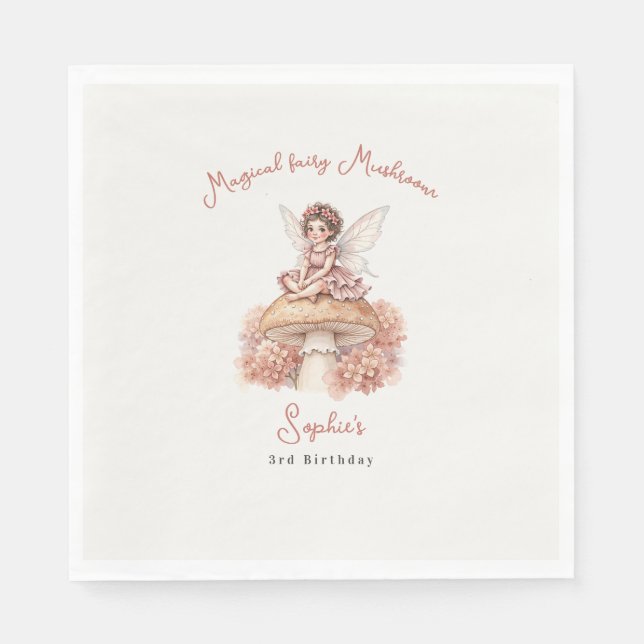 Magischer Feenpilz 3. Geburtstag  Serviette (Vorderseite)