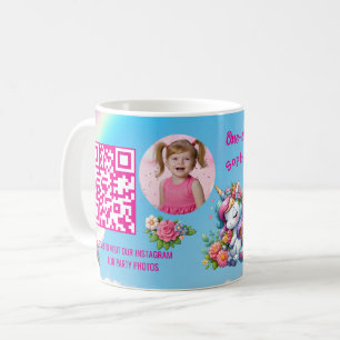 Magischer Floral Einhorn Kinder Geburtstags Barcod Kaffeetasse