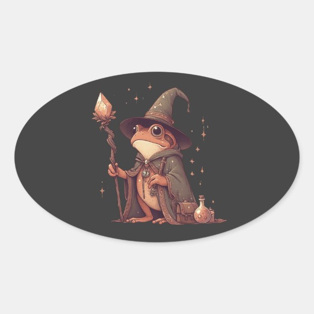 Magischer Froschassistent Ovaler Aufkleber (Vorderseite)