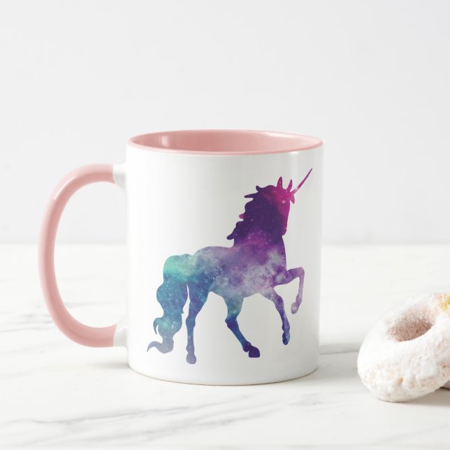 Magischer funkelnd tänzelnder Unicorn Tasse (Mit Donut)
