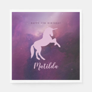 Magischer Galaxie-Einhorngeburtstag Serviette