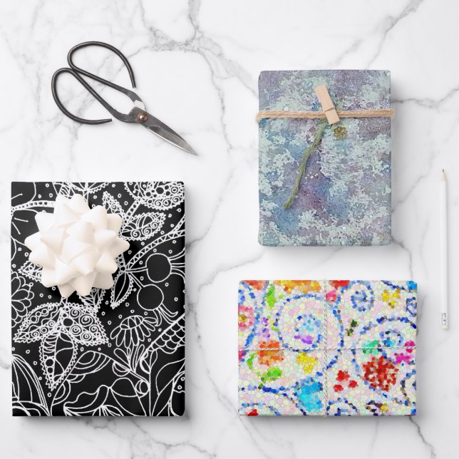 Magischer Garten & Abstrakte Kunst Geschenkpapier  Set (Vorderseite)