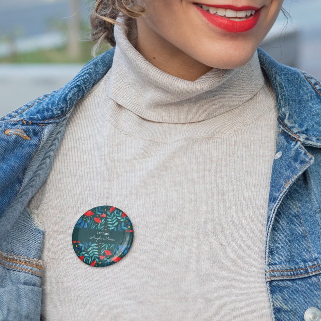 Magischer Garten - aquamarin und rot Button (Von Creator hochgeladen)