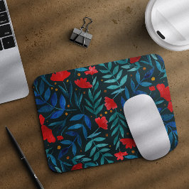 Magischer Garten - aquamarin und rot Mousepad