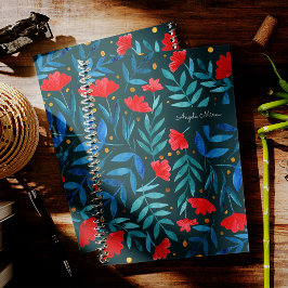 Magischer Garten - aquamarin und rot Notizbuch